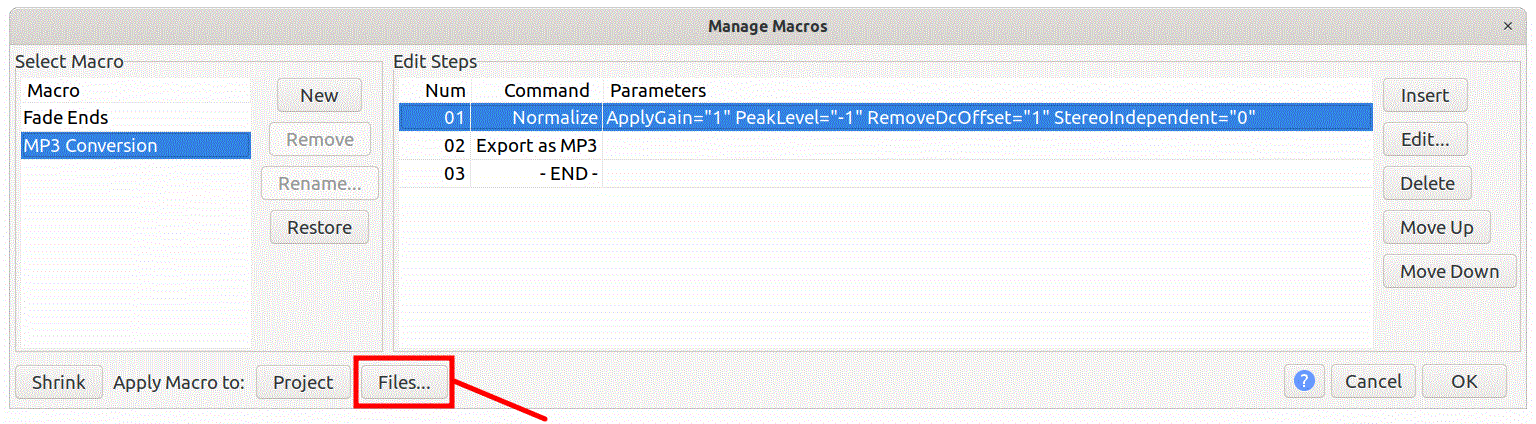 Audacity Macro - Normalize Levels