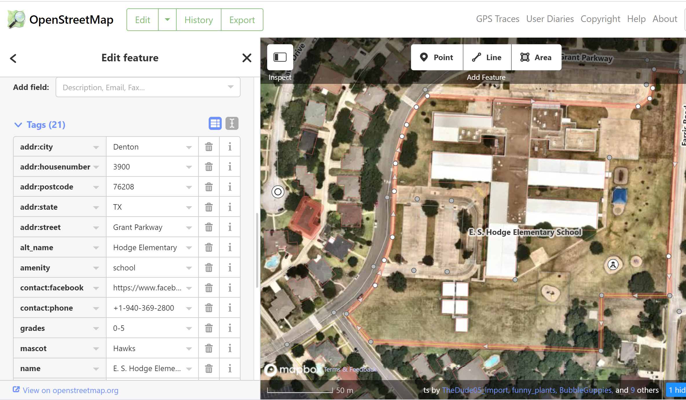 Original view of the data in OSM